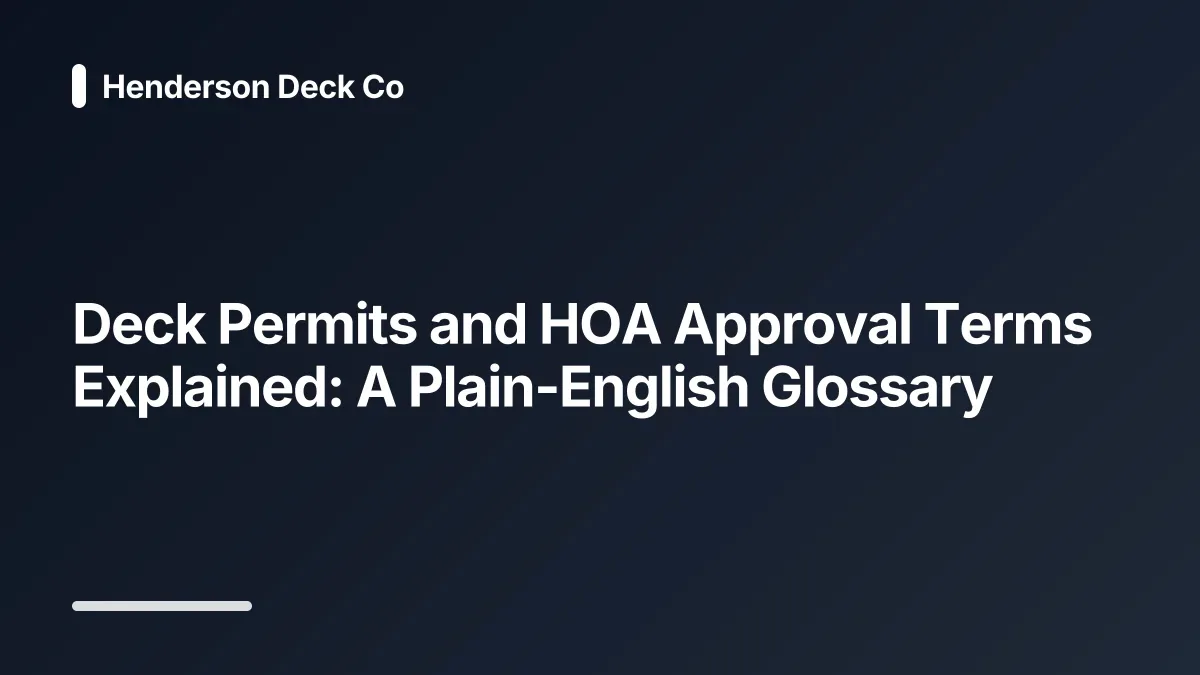 deck permits and hoa approval glossary