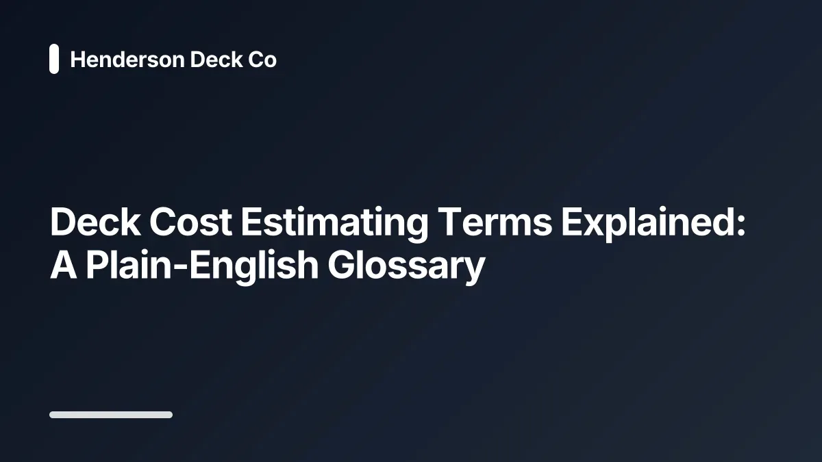 deck cost estimating glossary