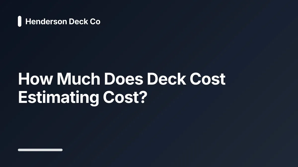 deck cost estimating